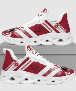 Arkansas Razorbacks Red White Max Soul Shoes | Personalized Name Sport Sneakers