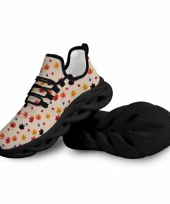 Autumn Maple Leaves Pattern Max Soul Shoes In Black And Warm Colors