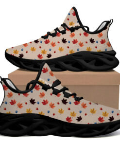 Autumn Maple Leaves Pattern Max Soul Shoes In Black And Warm Colors