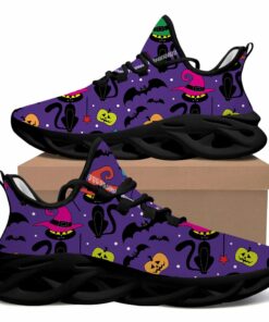 Black And Colorful Wizard Cats On Violet Background Max Soul Shoes