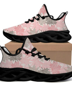 Black And Pink Autumn Maple Leaves Transparent Max Soul Shoes