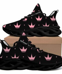 Black And Pink Crown And Star Pattern Max Soul Shoes | Repeated Design