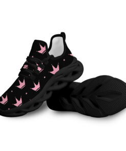 Black And Pink Crown And Star Pattern Max Soul Shoes | Repeated Design