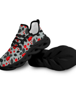 Black And Red Cherry Berries Holly Leaves On Gray Background Max Soul Shoes