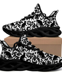 Black And White Cat Damask Max Soul Shoes