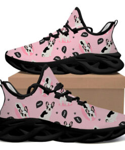 Black And White French Bulldog Print Pink Max Soul Shoes