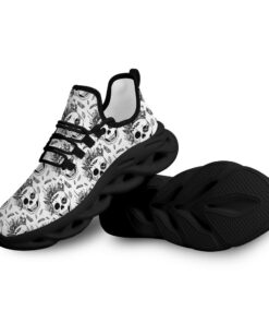 Black And White Human Skull With Plants Max Soul Shoes