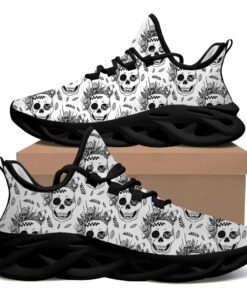 Black And White Human Skull With Plants Max Soul Shoes