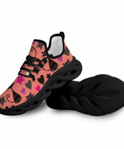 Black Cat With Star And Heart Design On Orange Max Soul Shoes