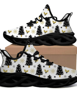 Black Christmas Tree Gold Holly Snowflakes Max Soul Shoes