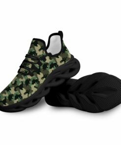 Black Dinosaur Skeletons Silhouette Green Camo Pattern Max Soul Shoes