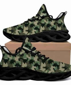 Black Dinosaur Skeletons Silhouette Green Camo Pattern Max Soul Shoes