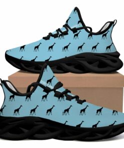 Black Giraffe Silhouette On Blue Background Pattern Max Soul Shoes