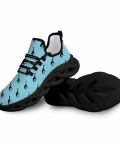 Black Giraffe Silhouette On Blue Background Pattern Max Soul Shoes