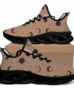 Black Moon And Little Stars On Celestial Brown Background Max Soul Shoes