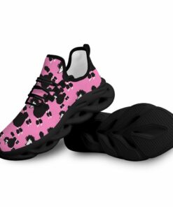 Black Poodle Dog Print Pink Max Soul Shoes With Paw Design