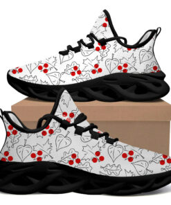 Black & White Max Soul Sneakers With Hand-Drawn Autumn Leaves