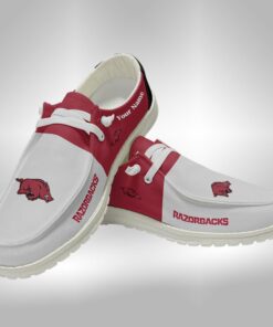 Custom Arkansas Razorbacks Hey Dude Shoes – Personalized Name Shoes