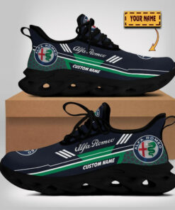 Custom Name Alfa Romeo Logo And Hexagon Pattern Design Max Soul Shoes