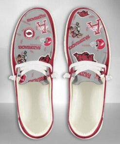 Custom Name Arkansas Razorbacks Mascot Logo Hey Dude Shoes