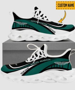 Custom Name Aston Martin Wave Line Logo Design Clunky Sneakers