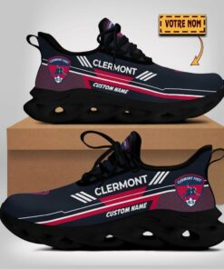 Custom Name Clermont Foot 63 Max Soul Sneakers | Hexagon Pattern