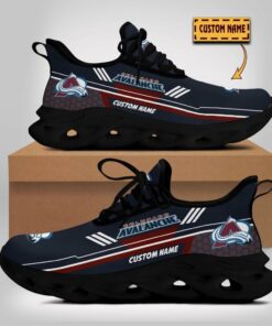 Custom Name Colorado Avalanche Max Soul Sneakers | Hexagon Pattern