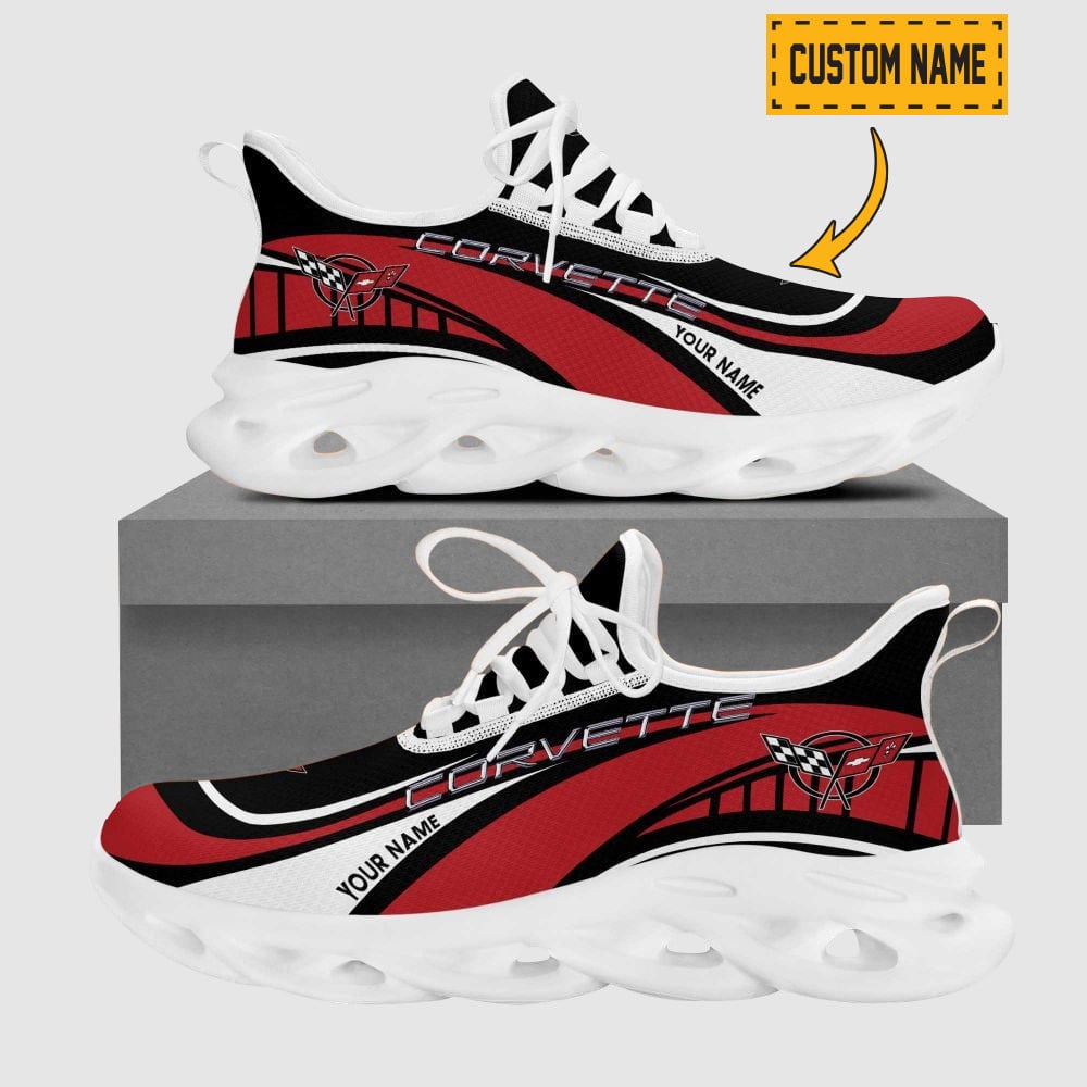 Custom Name Chevrolet Silverado Wave Line Logo Design Clunky Sneakers