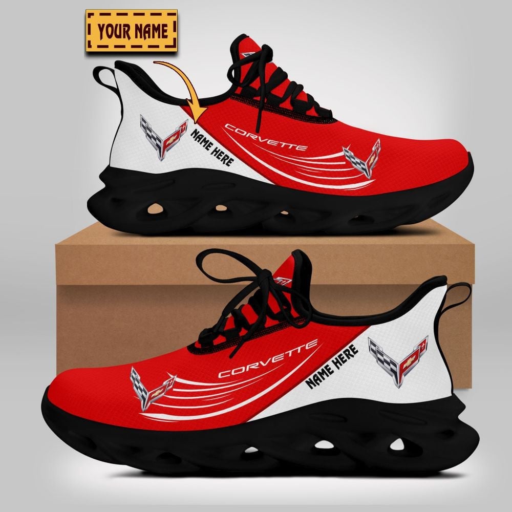 Custom Name Corvette Flying Brand Logo Mix Colors Max Soul Shoes