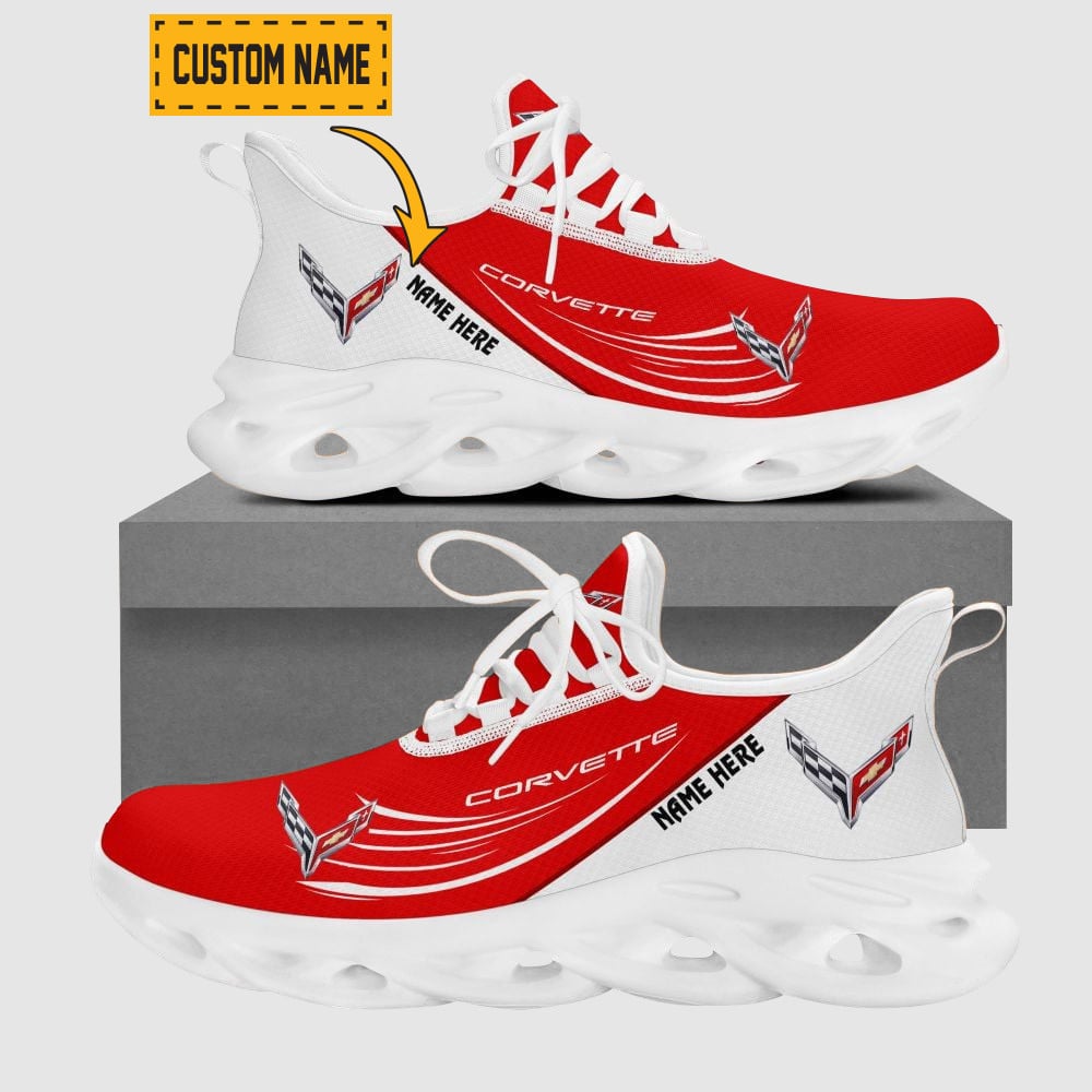 Custom Name Corvette Flying Brand Logo Mix Colors Max Soul Shoes