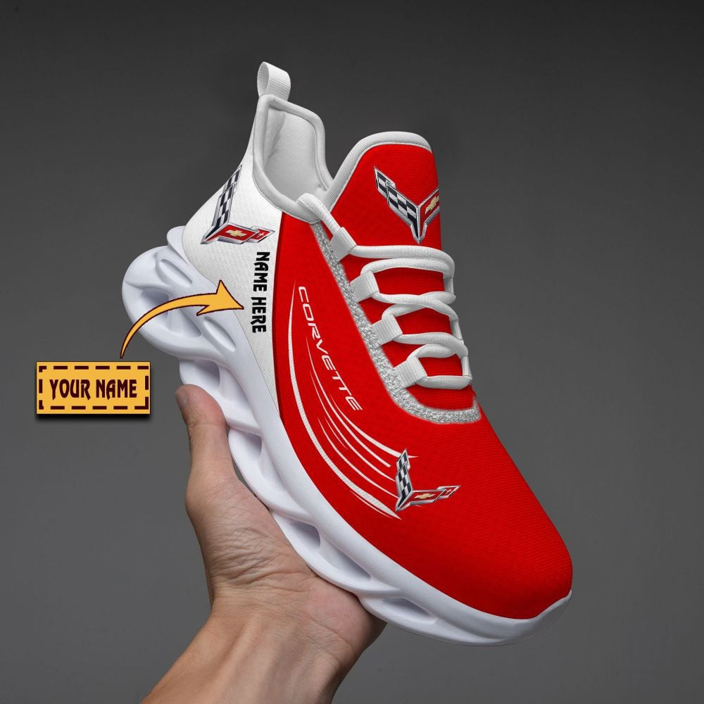 Custom Name Corvette Flying Brand Logo Mix Colors Max Soul Shoes