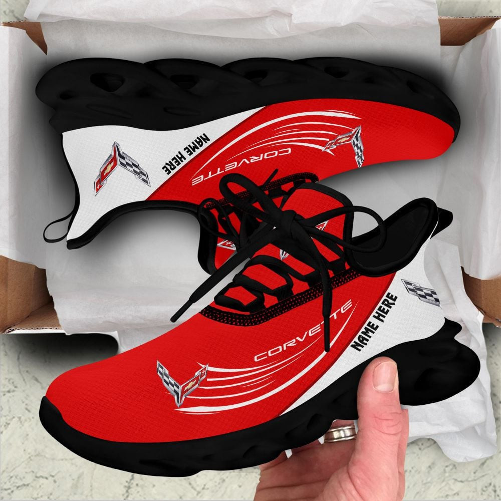 Custom Name Corvette Flying Brand Logo Mix Colors Max Soul Shoes
