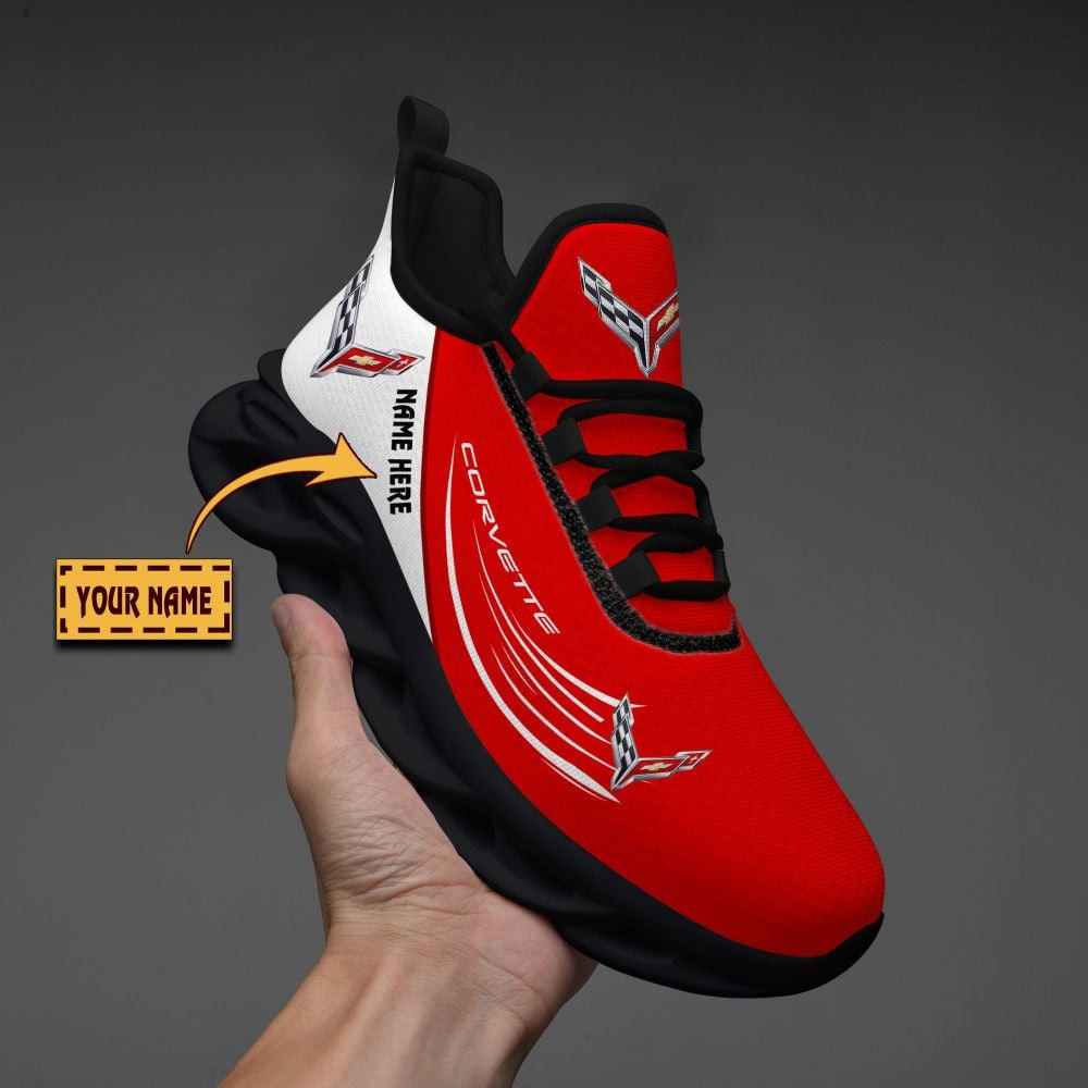 Custom Name Corvette Flying Brand Logo Mix Colors Max Soul Shoes