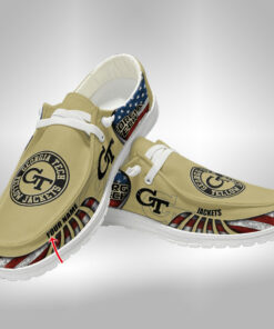 Custom Name Georgia Tech Yellow Jackets Hey Dude Shoes Loafer Shoes V2