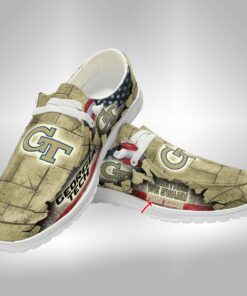 Custom Name Georgia Tech Yellow Jackets Hey Dude Shoes Loafer Shoes V3