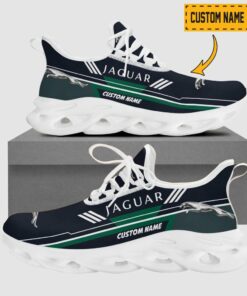 Custom Name Jaguar Cars Logo Hexagon Pattern Max Soul Shoes