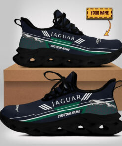 Custom Name Jaguar Cars Logo Hexagon Pattern Max Soul Shoes