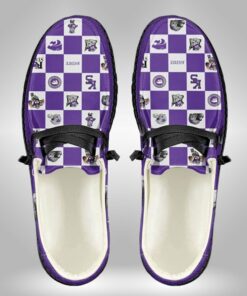 Custom Name Kansas State Wildcats Chess Board Pattern Hey Dude Shoes