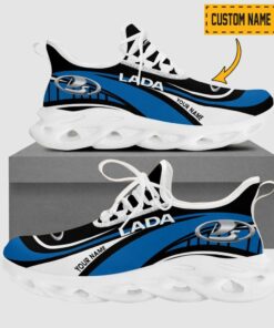 Custom Name Lada Wave Line Logo Design Clunky Sneakers