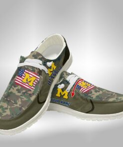 Custom Name Michigan Wolverines Camo Hey Dude Shoes Sneakers