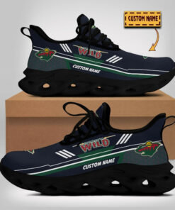 Custom Name Minnesota Wild Max Soul Sneakers | Hexagon Pattern