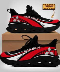 Custom Name Mitsubishi Wave Line Logo Design Clunky Sneakers