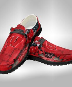 Custom Name Wisconsin Badgers Hey Dude Shoes – Personalized Sneakers V6