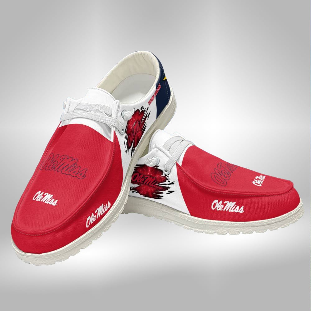 Custom Name Ole Miss Rebels Hey Dude Shoes Sneakers V5