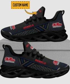 Customized Ole Miss Rebels Black Max Soul Shoes Athletic Sneakers