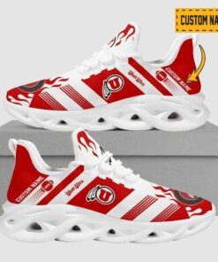 Customized Utah Utes Red White Max Soul Shoes | Personalized Name