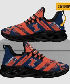 Illinois Fighting Illini Orange Blue Max Soul Shoes | Personalized Name Sport Sneakers