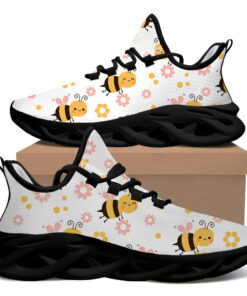 Max Soul Bee Cartoons And Little Flowers Sport Sneakers On White Background