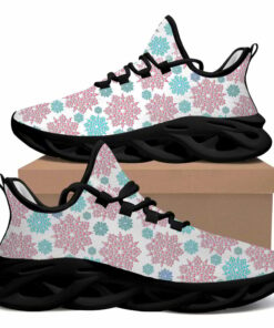 Max Soul Shoes With Beautiful Pink And Blue Snowflakes Design On White Background