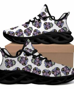 Max Soul Shoes With Beautiful Violet Sugar Skulls Mexican Design On White Background